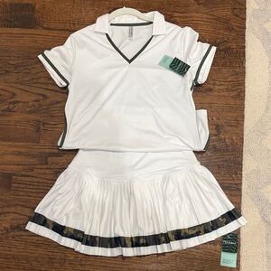 Inphorm White and Green Camo Tennis Outfit with Camo trim   top and bottom